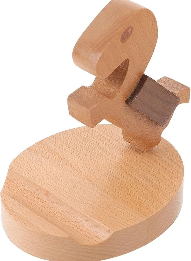 Natural Beech Wood Horse Shaped Phone Holder Stand for Desk and Car Office Smartphones - Image 1